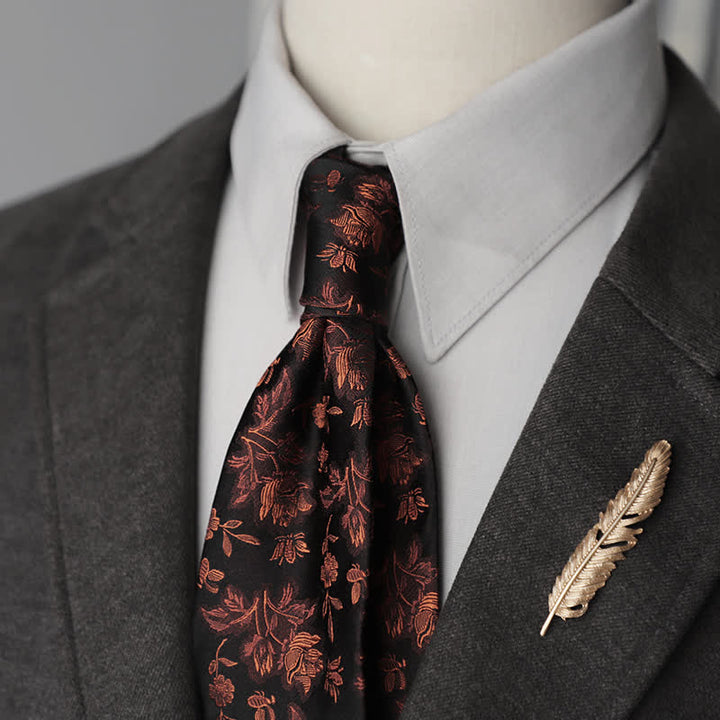 Corbata de seda pura con estampado de cachemira y rayas florales para hombre