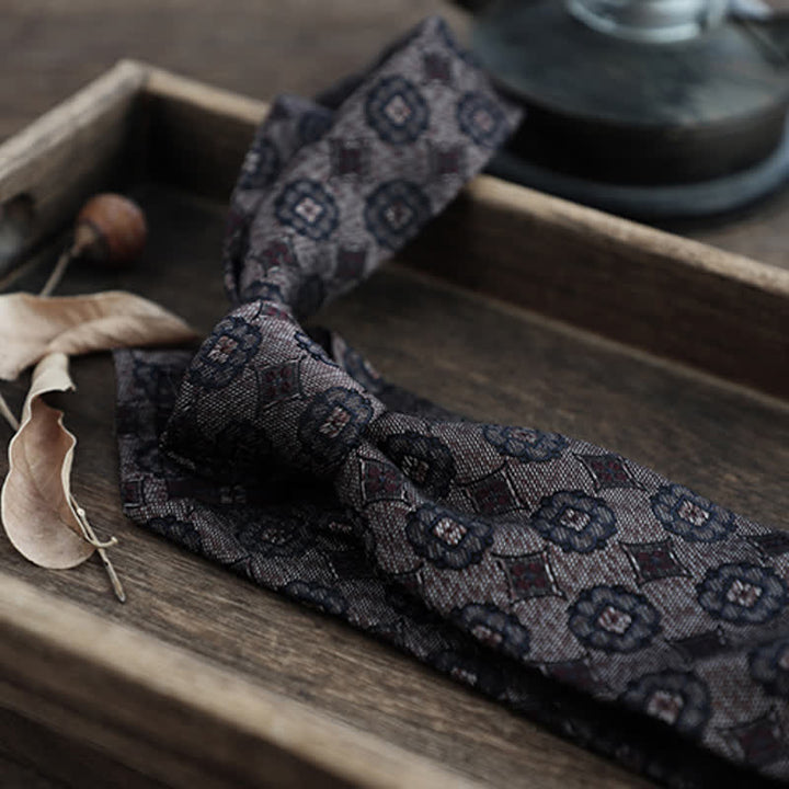Corbata de seda pura con estampado de cachemira y rayas florales para hombre