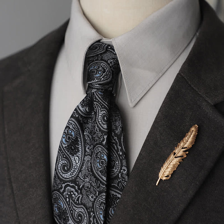 Corbata de seda pura con estampado de cachemira y rayas florales para hombre