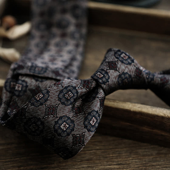 Corbata de seda pura con estampado de cachemira y rayas florales para hombre