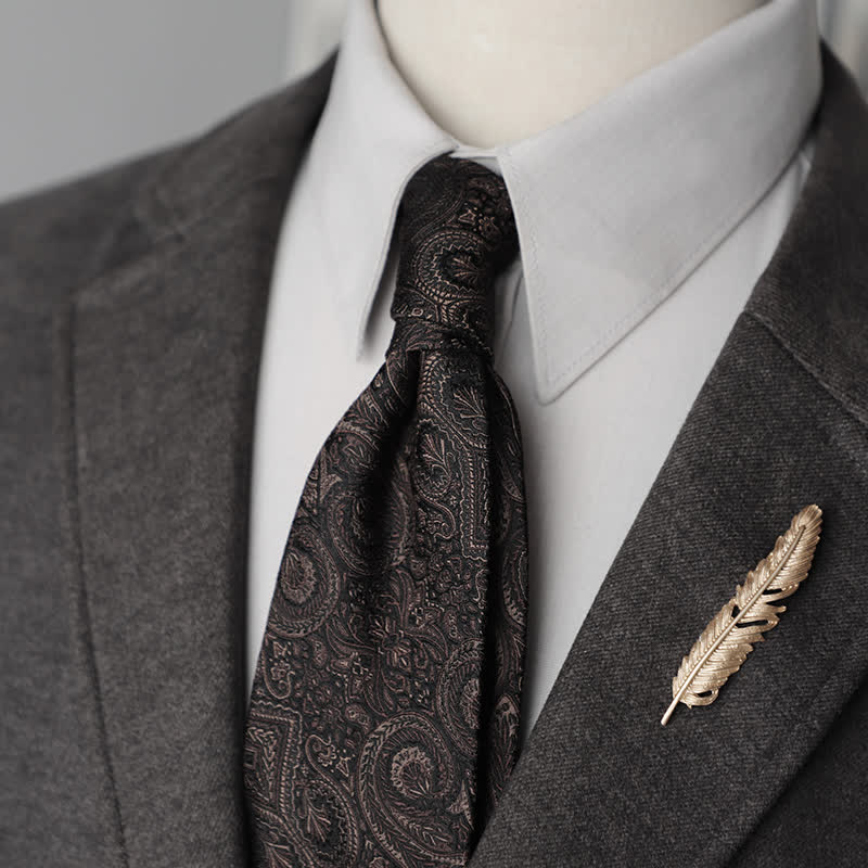 Corbata de seda pura con estampado de cachemira y rayas florales para hombre