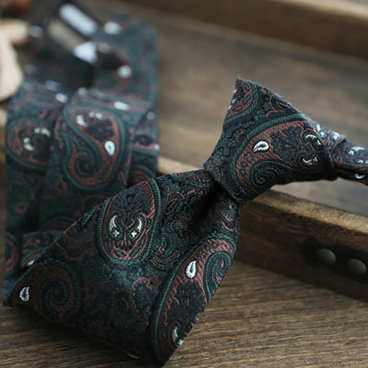 Corbata de seda pura con estampado de cachemira y rayas florales para hombre