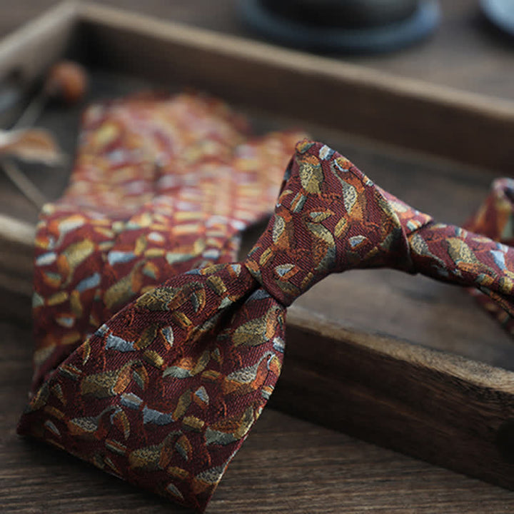 Corbata de seda pura con estampado de cachemira y rayas florales para hombre