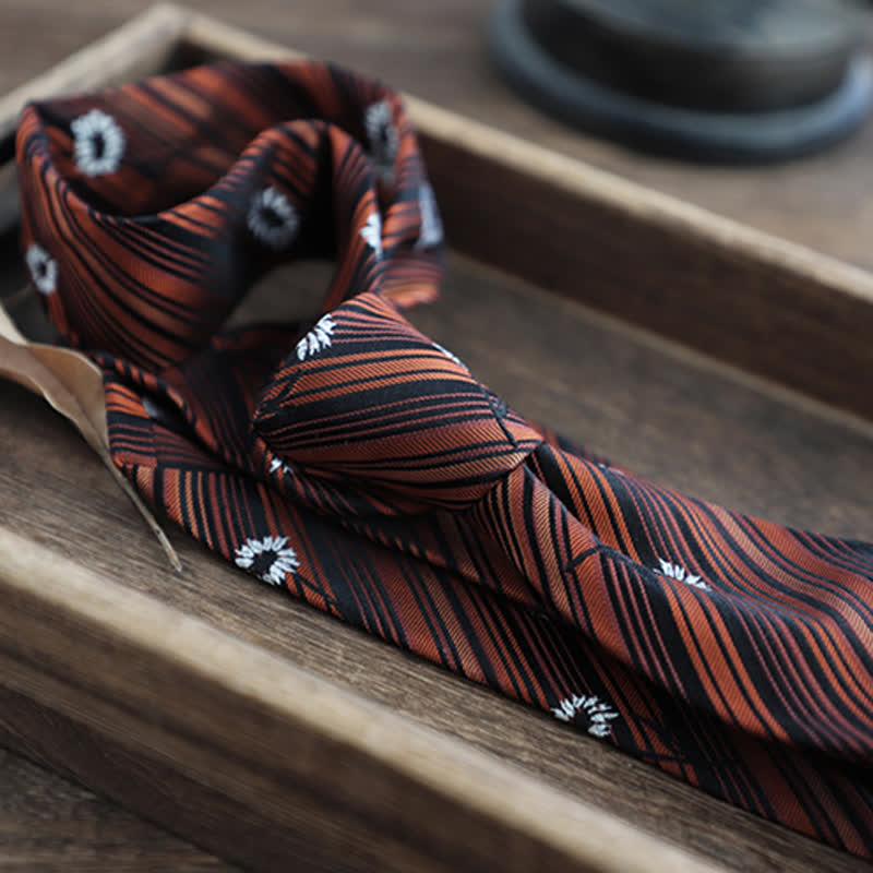 Corbata de seda pura con estampado de cachemira y rayas florales para hombre
