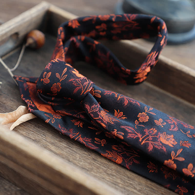 Corbata de seda pura con estampado de cachemira y rayas florales para hombre