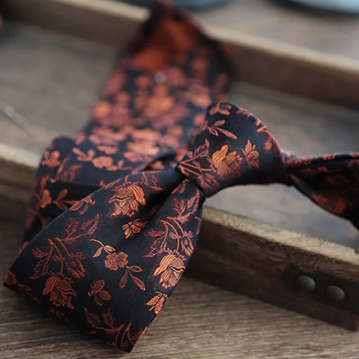 Corbata de seda pura con estampado de cachemira y rayas florales para hombre