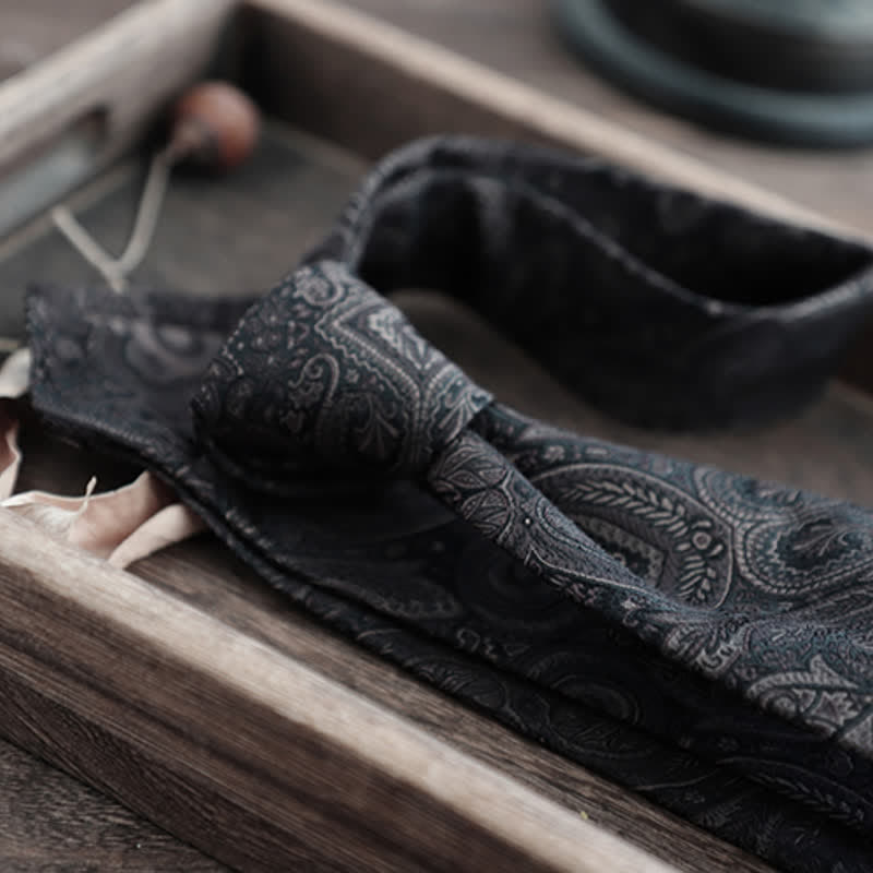 Corbata de seda pura con estampado de cachemira y rayas florales para hombre