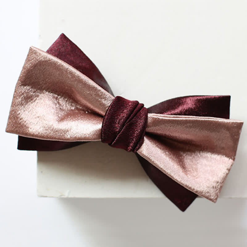 Pajarita de doble capa en color rosa brillante y burdeos para hombre