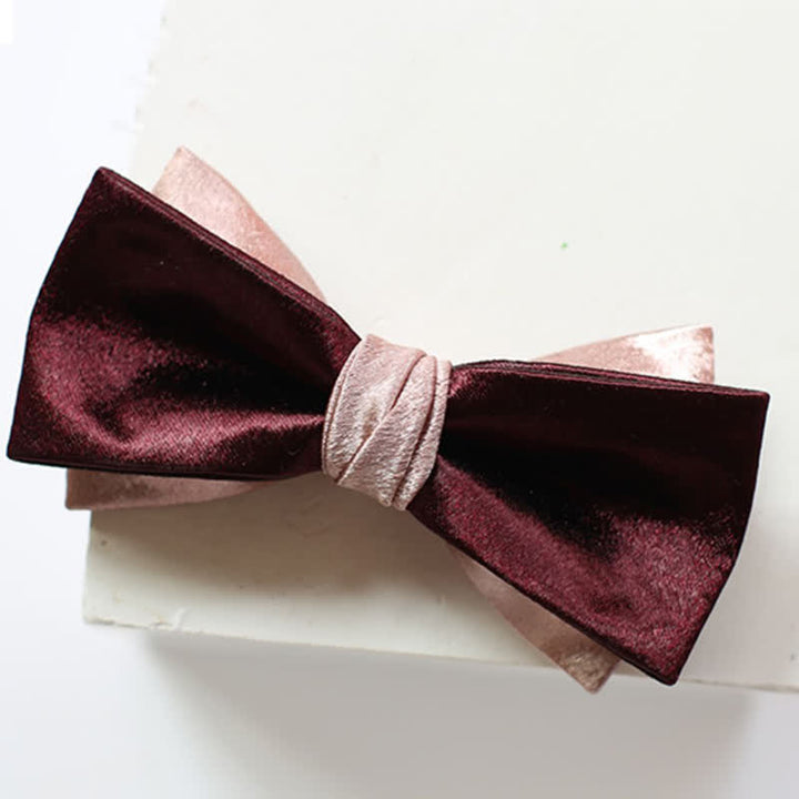 Pajarita de doble capa en color rosa brillante y burdeos para hombre