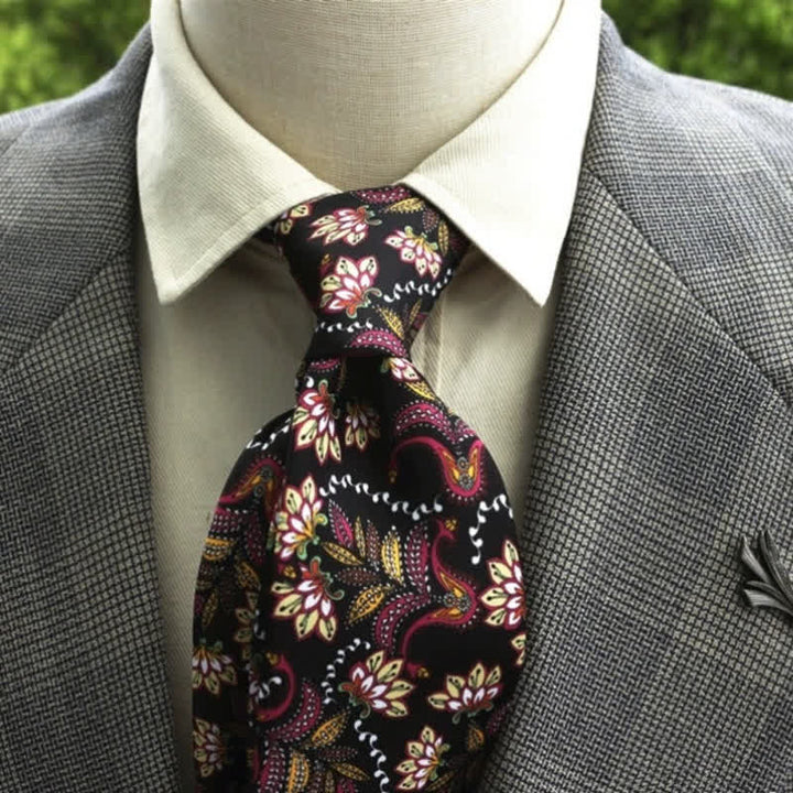 Corbata bohemia con estampado de flores fantásticas para hombre