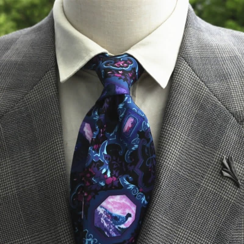Corbata bohemia con estampado de flores fantásticas para hombre
