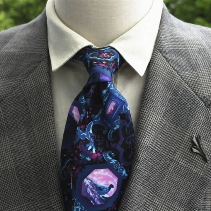 Corbata bohemia con estampado de flores fantásticas para hombre