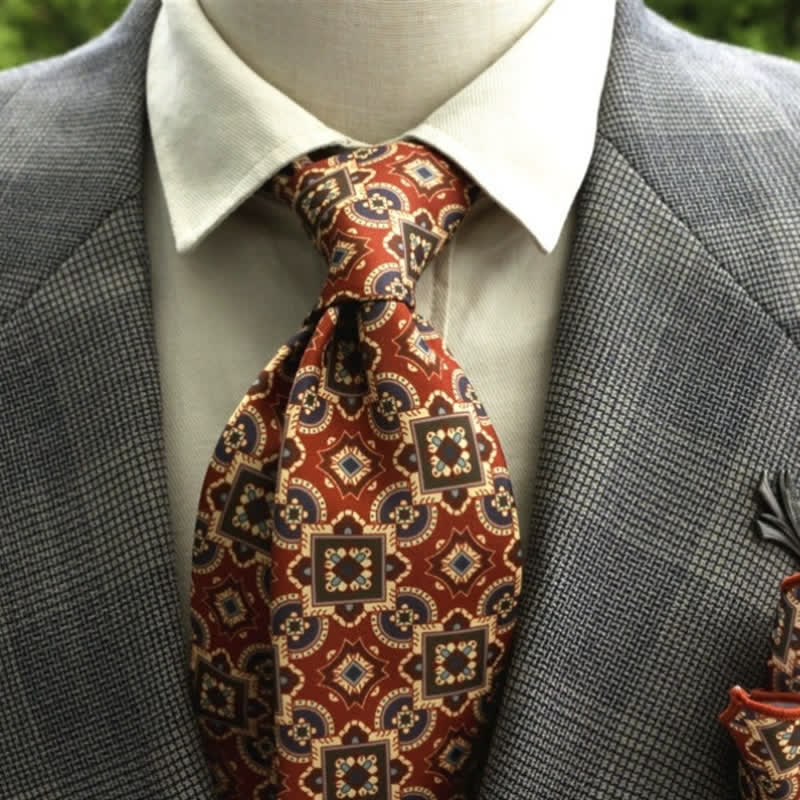 Corbata bohemia con estampado de flores fantásticas para hombre