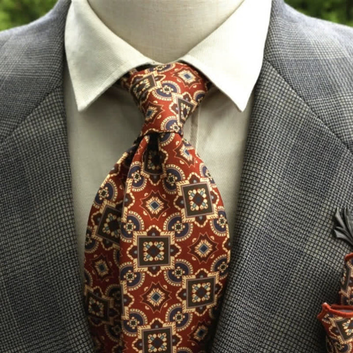 Corbata bohemia con estampado de flores fantásticas para hombre