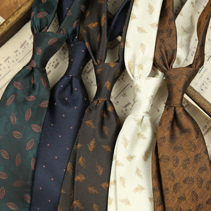 Corbata clásica con diseño de hojas para hombre