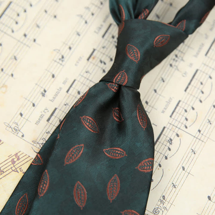 Corbata clásica con diseño de hojas para hombre