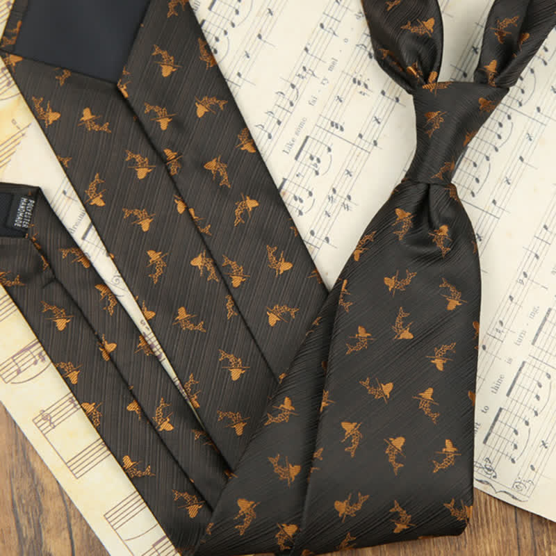 Corbata clásica con diseño de hojas para hombre