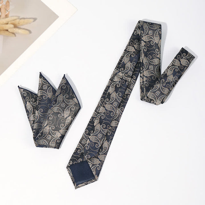 Conjunto de 2 corbatas de bolsillo de lujo con estampado de cachemira para hombre