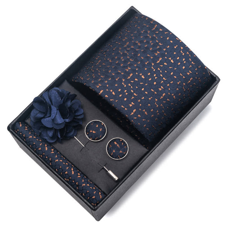 Conjunto de 4 corbatas de diseño jacquard de la serie azul marino para hombre
