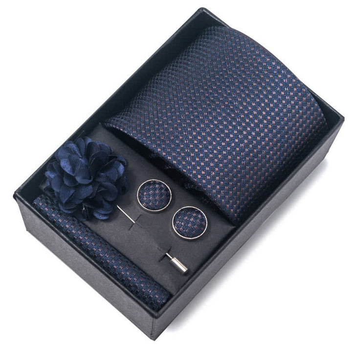 Conjunto de 4 corbatas de diseño jacquard de la serie azul marino para hombre