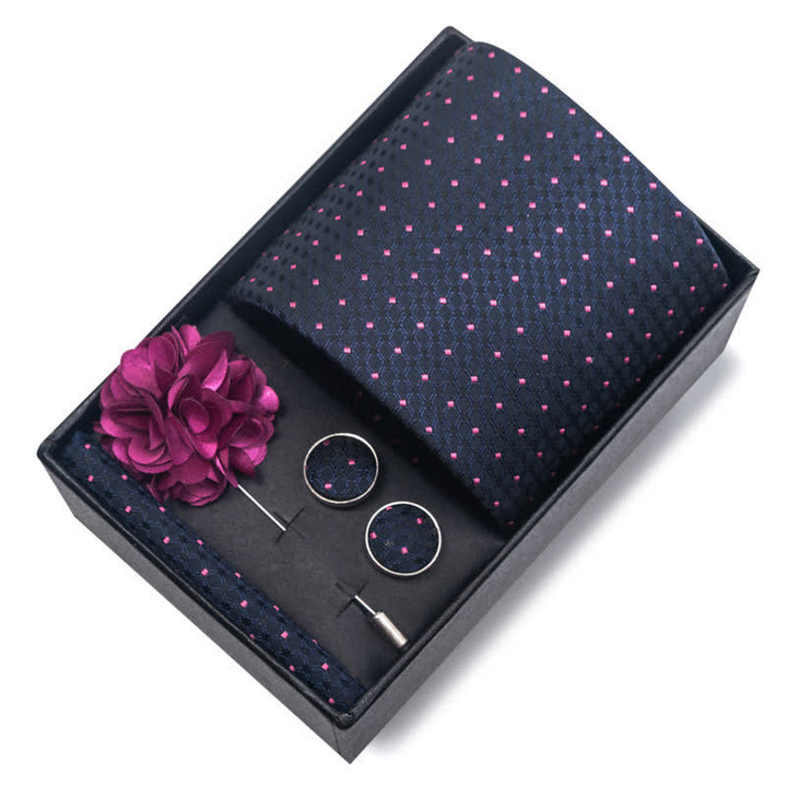 Conjunto de 4 corbatas de diseño jacquard de la serie azul marino para hombre