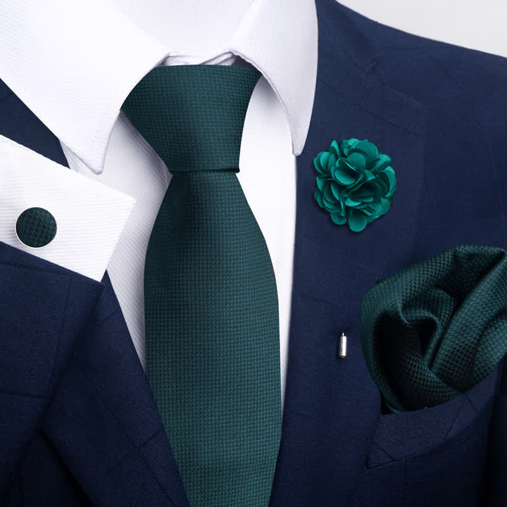 Juego de 4 corbatas para hombre de color verde oscuro suave