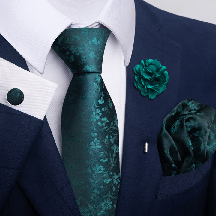 Juego de 4 corbatas para hombre de color verde oscuro suave