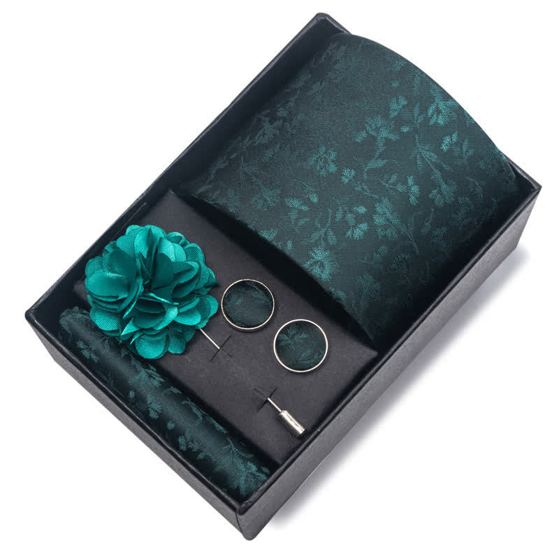 Juego de 4 corbatas para hombre de color verde oscuro suave