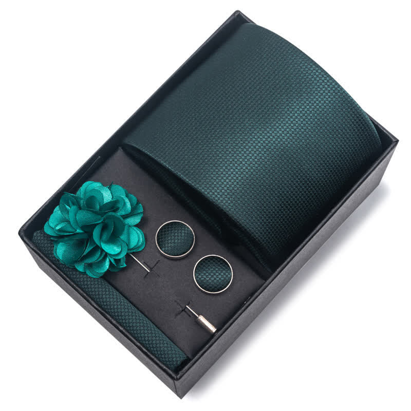 Juego de 4 corbatas para hombre de color verde oscuro suave