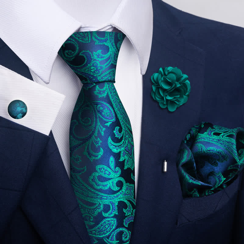 Juego de 4 corbatas para hombre de color verde oscuro suave