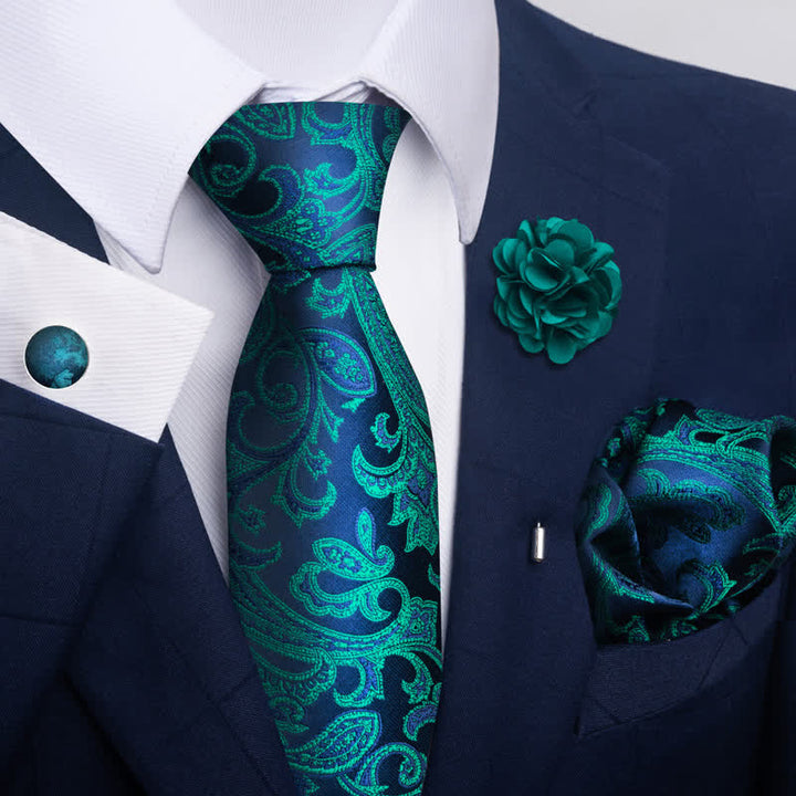 Juego de 4 corbatas para hombre de color verde oscuro suave