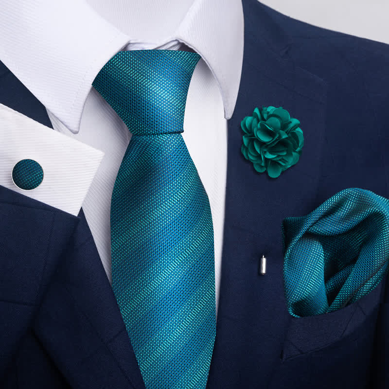 Juego de 4 corbatas para hombre de color verde oscuro suave