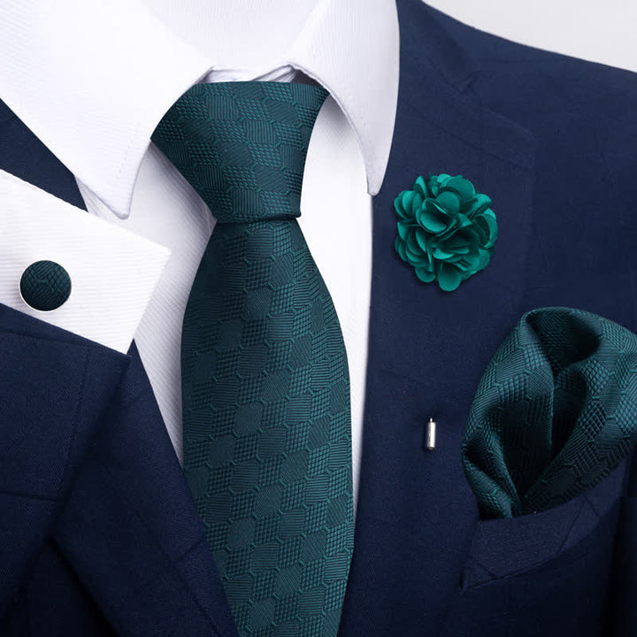 Juego de 4 corbatas para hombre de color verde oscuro suave