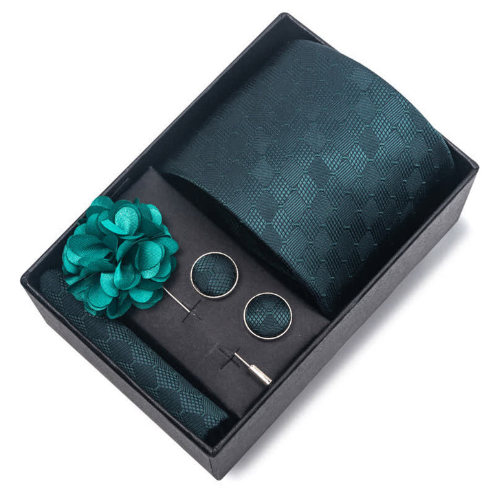 Juego de 4 corbatas para hombre de color verde oscuro suave