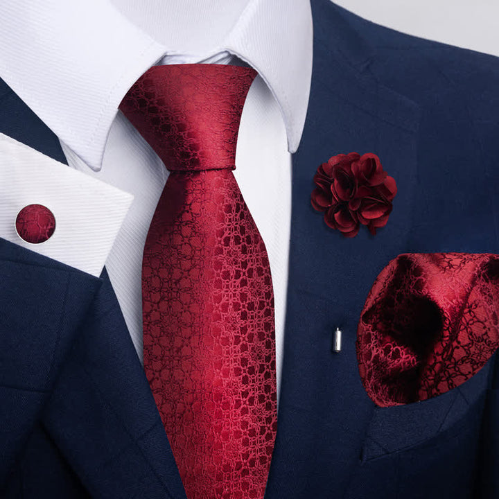 Conjunto de 4 corbatas atractivas de color rojo brillante para hombre