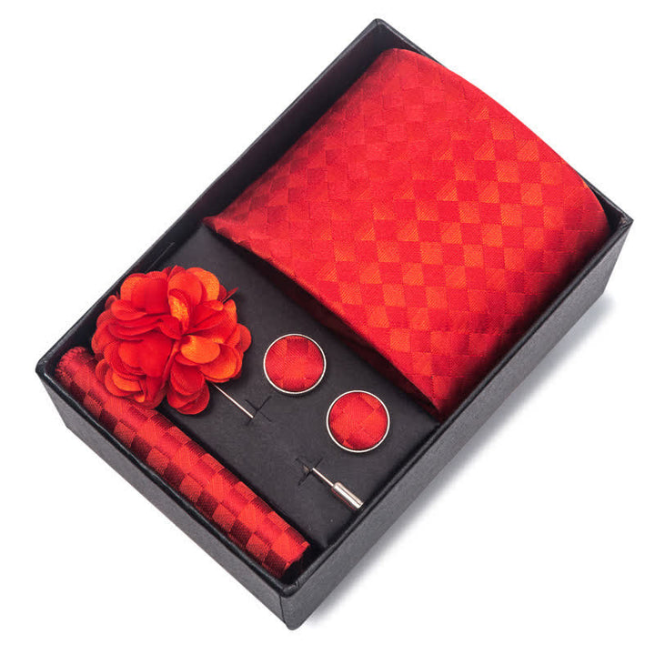 Conjunto de 4 corbatas atractivas de color rojo brillante para hombre