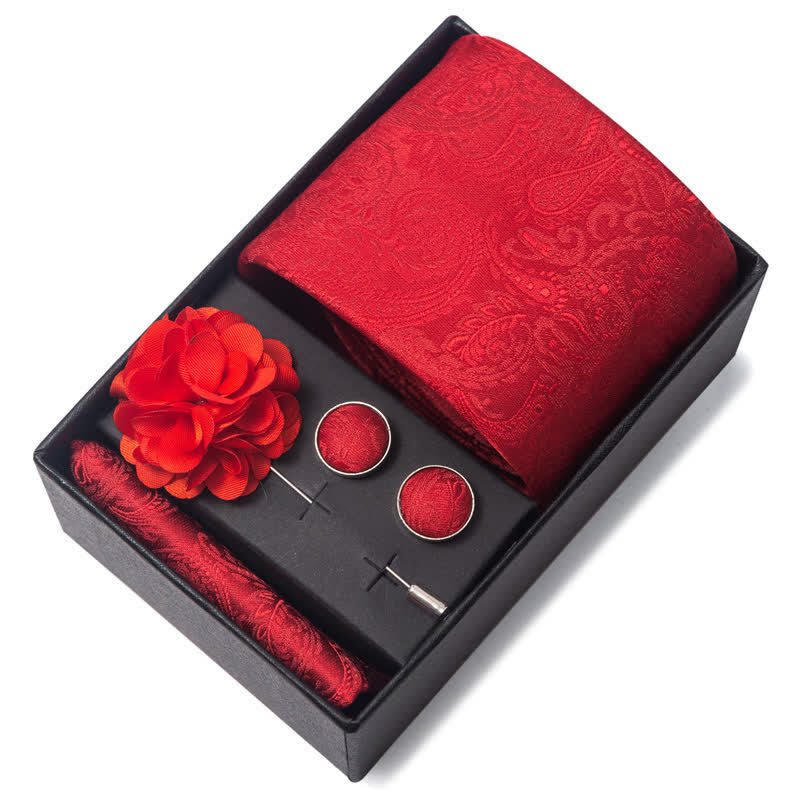 Conjunto de 4 corbatas atractivas de color rojo brillante para hombre