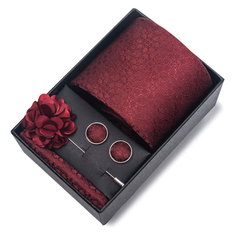 Conjunto de 4 corbatas atractivas de color rojo brillante para hombre