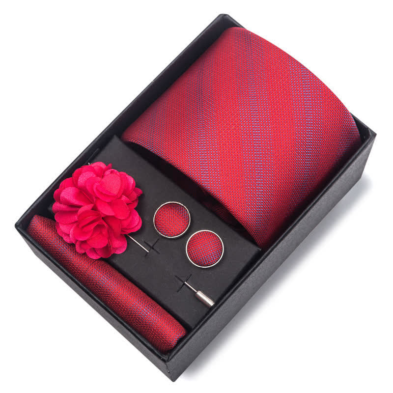 Conjunto de 4 corbatas atractivas de color rojo brillante para hombre