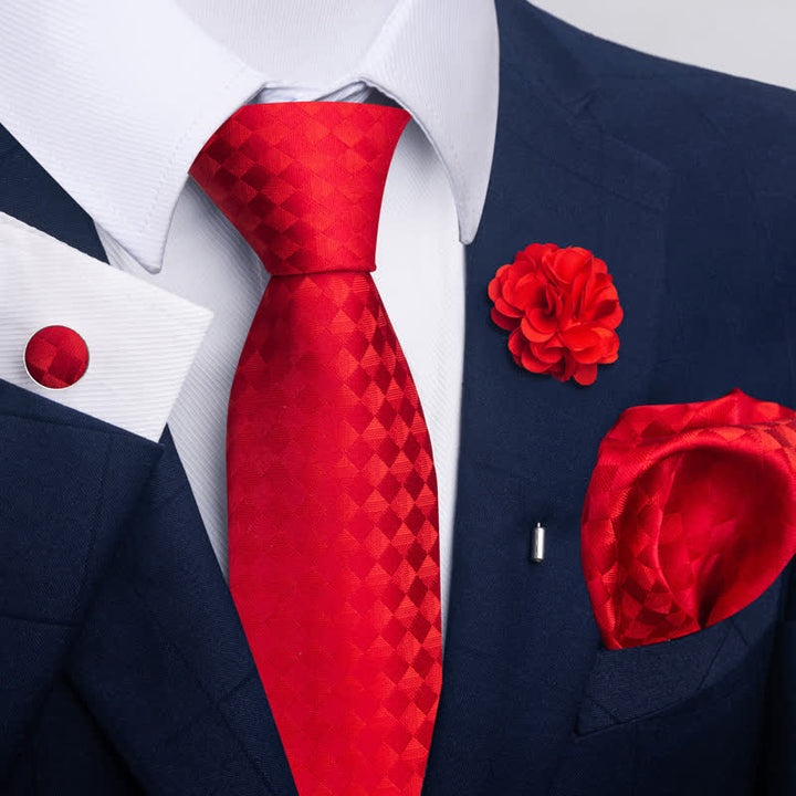 Conjunto de 4 corbatas atractivas de color rojo brillante para hombre