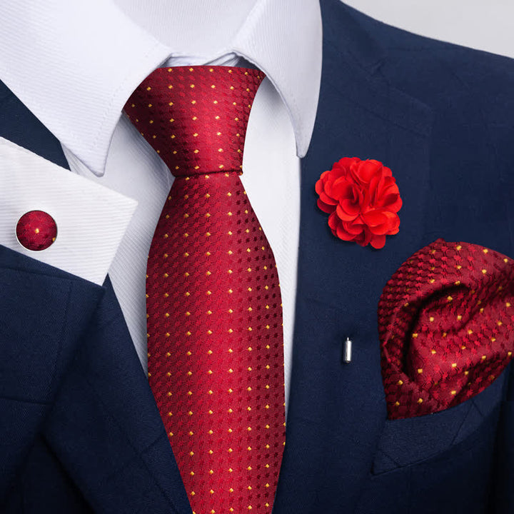 Conjunto de 4 corbatas atractivas de color rojo brillante para hombre