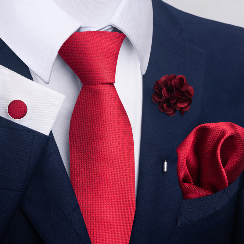 Conjunto de 4 corbatas atractivas de color rojo brillante para hombre