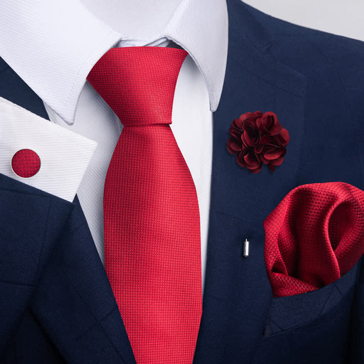 Conjunto de 4 corbatas atractivas de color rojo brillante para hombre