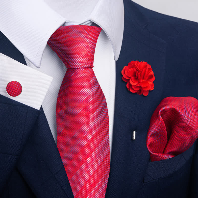 Conjunto de 4 corbatas atractivas de color rojo brillante para hombre