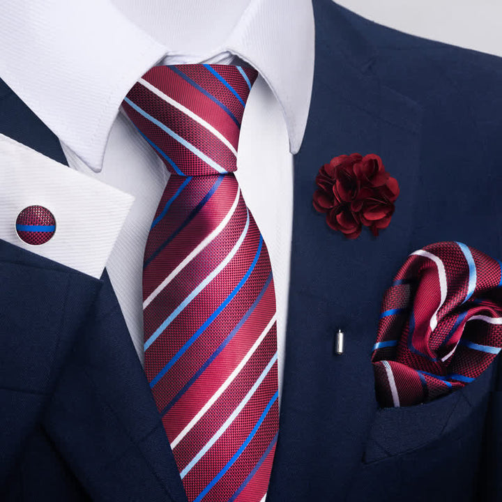 Conjunto de 4 corbatas atractivas de color rojo brillante para hombre
