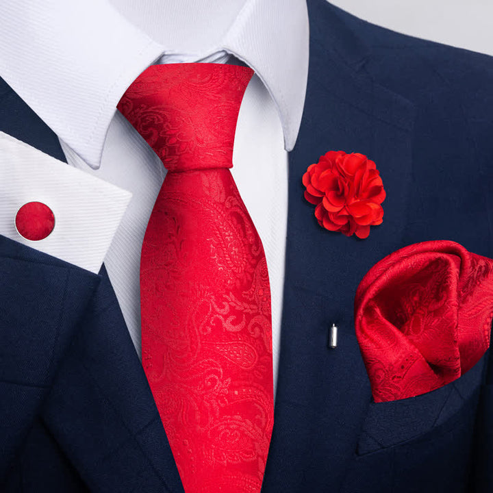 Conjunto de 4 corbatas atractivas de color rojo brillante para hombre