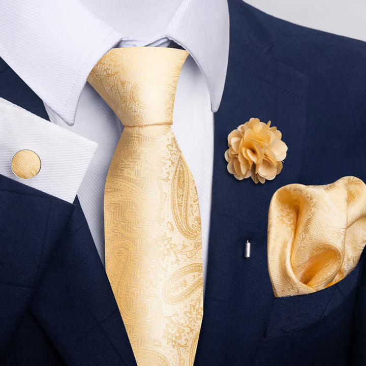 Juego de 4 gemelos y corbatas de bolsillo para hombre, diseño novedoso