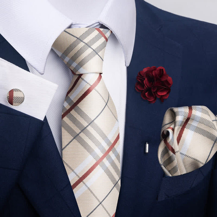Juego de 4 gemelos y corbatas de bolsillo para hombre, diseño novedoso