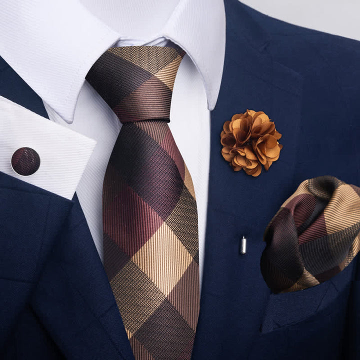 Juego de 4 gemelos y corbatas de bolsillo para hombre, diseño novedoso