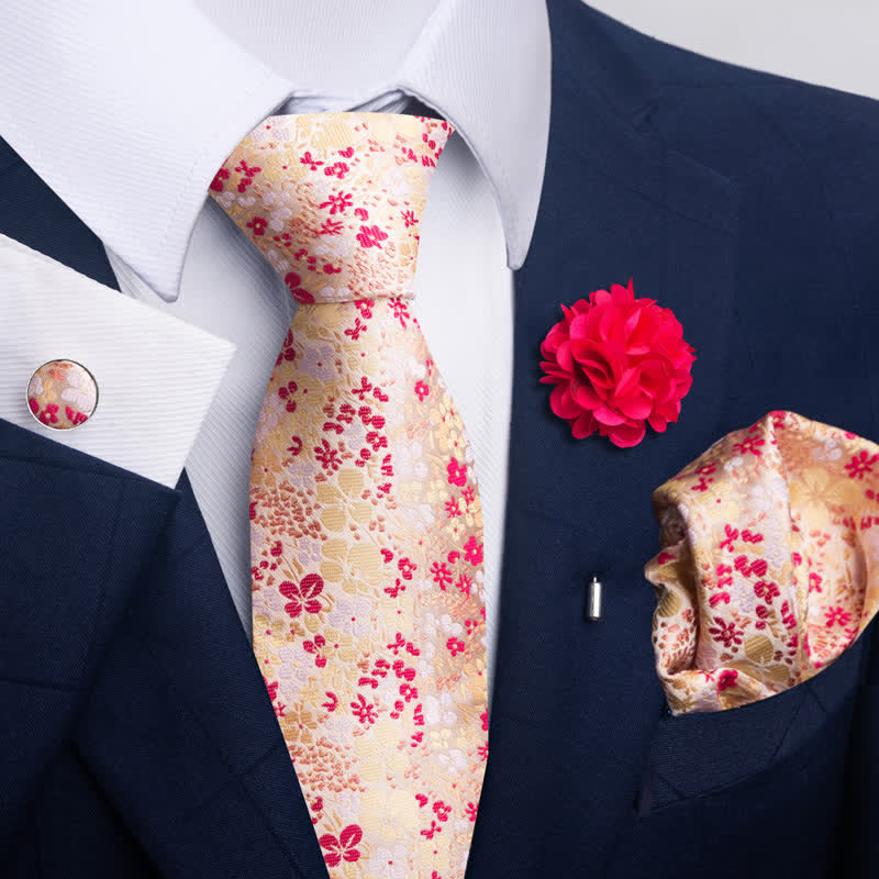 Juego de 4 gemelos y corbatas de bolsillo para hombre, diseño novedoso